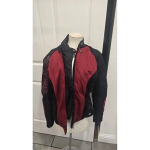 Joe Rocket Women's XL Motorcycle‎ Jacket Black Red Mesh Embroidered Riding
